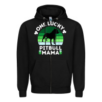 Black funny st patrick's day one lucky pitbull mama pitbulldog t shirt Zipper Hoodie - linhVisuals