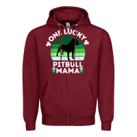 Burgundy funny st patrick's day one lucky pitbull mama pitbulldog t shirt Zipper Hoodie - linhVisuals