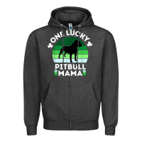 Funny St Patrick's Day One Lucky Pitbull Mama Pitbulldog T Shirt Zipper Hoodie | Teevron