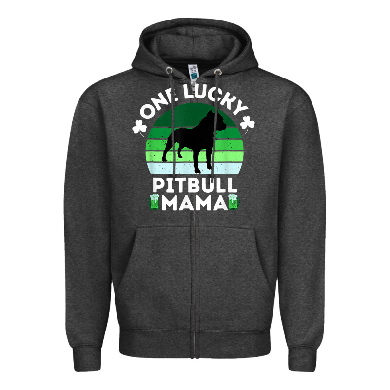 Funny St Patrick's Day One Lucky Pitbull Mama Pitbulldog T Shirt Zipper Hoodie by linhVisuals | Teevron