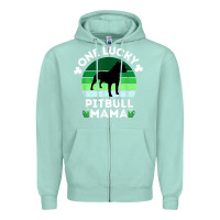Seafoam funny st patrick's day one lucky pitbull mama pitbulldog t shirt Zipper Hoodie - linhVisuals