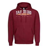 Burgundy san diego california Zipper Hoodie - linhVisuals