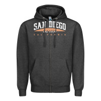 Charcoal Heather san diego california Zipper Hoodie - linhVisuals