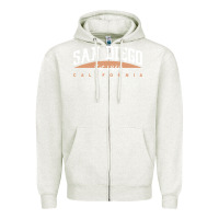 Oatmeal Heather san diego california Zipper Hoodie - linhVisuals