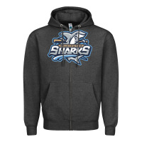 Charcoal Heather wilmington sharks Zipper Hoodie - linhVisuals