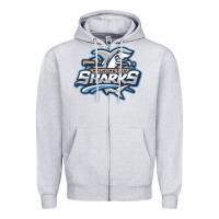 Heather Grey wilmington sharks Zipper Hoodie - linhVisuals