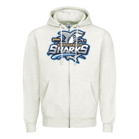 Oatmeal Heather wilmington sharks Zipper Hoodie - linhVisuals