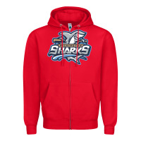Red wilmington sharks Zipper Hoodie - linhVisuals