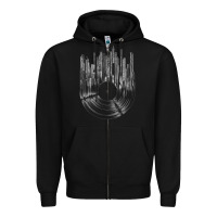 Black vinyl record cityscape Zipper Hoodie - linhVisuals