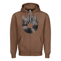 Chestnut vinyl record cityscape Zipper Hoodie - linhVisuals