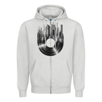 Dove Grey vinyl record cityscape Zipper Hoodie - linhVisuals