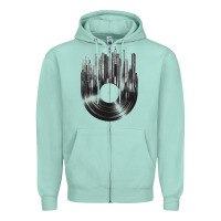 Seafoam vinyl record cityscape Zipper Hoodie - linhVisuals