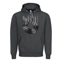 Smoke vinyl record cityscape Zipper Hoodie - linhVisuals