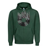 Sports Green vinyl record cityscape Zipper Hoodie - linhVisuals