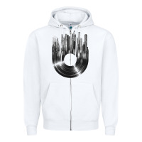 White vinyl record cityscape Zipper Hoodie - linhVisuals