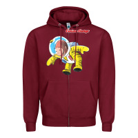 Burgundy curious george happy astronaut portrait t shirt Zipper Hoodie - linhVisuals