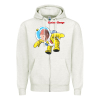 Oatmeal Heather curious george happy astronaut portrait t shirt Zipper Hoodie - linhVisuals