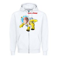 White curious george happy astronaut portrait t shirt Zipper Hoodie - linhVisuals