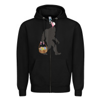 Black funny bigfoot easter design with easter basket and bigfoot t shirt Zipper Hoodie - linhVisuals