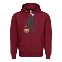 Burgundy funny bigfoot easter design with easter basket and bigfoot t shirt Zipper Hoodie - linhVisuals