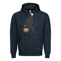 Navy funny bigfoot easter design with easter basket and bigfoot t shirt Zipper Hoodie - linhVisuals