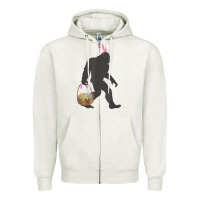 Oatmeal Heather funny bigfoot easter design with easter basket and bigfoot t shirt Zipper Hoodie - linhVisuals