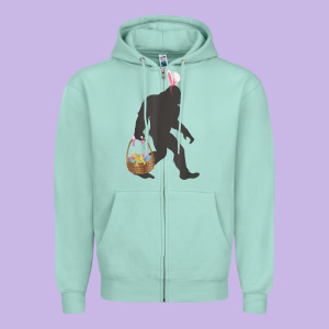 Funny Bigfoot Easter Design With Easter Basket And Bigfoot T Shirt Zipper Hoodie Designed By Linhvisuals
