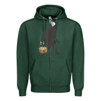 Sports Green funny bigfoot easter design with easter basket and bigfoot t shirt Zipper Hoodie - linhVisuals