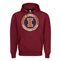 Burgundy illinois fighting illini Zipper Hoodie - linhVisuals