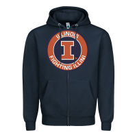 Navy illinois fighting illini Zipper Hoodie - linhVisuals