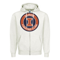 Oatmeal Heather illinois fighting illini Zipper Hoodie - linhVisuals