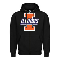 Black illinois fighting illini Zipper Hoodie - linhVisuals