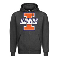 Charcoal Heather illinois fighting illini Zipper Hoodie - linhVisuals