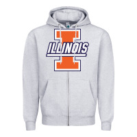 Heather Grey illinois fighting illini Zipper Hoodie - linhVisuals