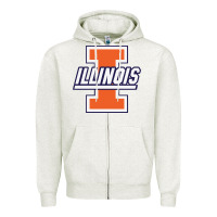 Oatmeal Heather illinois fighting illini Zipper Hoodie - linhVisuals