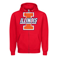 Red illinois fighting illini Zipper Hoodie - linhVisuals