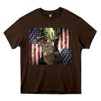 Chocolate Brown usa deer hunting woods Heavy Core Tee - CowGirlArtShop