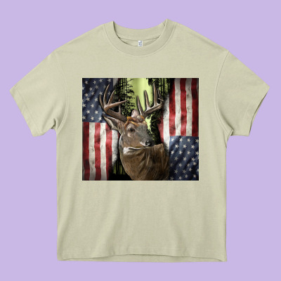 Usa Deer Hunting Woods Heavy Core Tee Designed By Cowgirlartshop