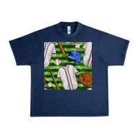 Navy baseball uniform and field seamless pattern Urban Heavy Tee - BundleAndBundleShop