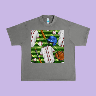 Baseball Uniform And Field Seamless Pattern Urban Heavy Tee Designed By Bundleandbundleshop