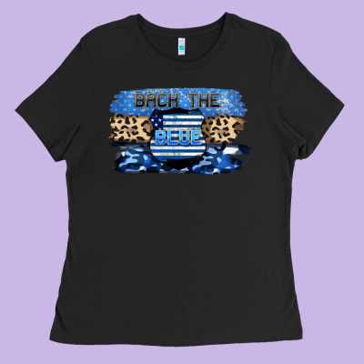 Back The Blue Ladies Tee Designed By Fadigitalartstudio