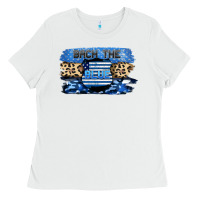 White Back the blue Ladies Tee - FaDigitalArtStudio