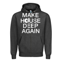 Charcoal Heather make house deep again house music turntable t shirt Zipper Hoodie - linhVisuals