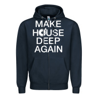 Navy make house deep again house music turntable t shirt Zipper Hoodie - linhVisuals