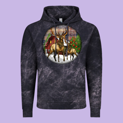 Elk Buck Deer Christmas Vintage Hoodie Designed By Lillyallendesigns