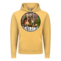 Vintage Mustard elk buck deer christmas Vintage Hoodie - LillyAllenDesigns