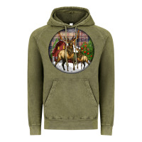 Vintage Olive elk buck deer christmas Vintage Hoodie - LillyAllenDesigns