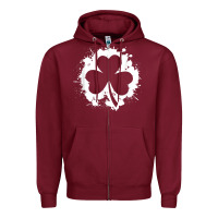 Burgundy irish pride clover leaf  saint irish pats st. patrick's day t shirt Zipper Hoodie - linhVisuals