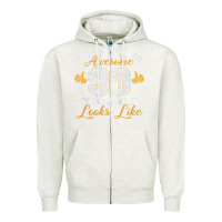 Oatmeal Heather 90th birthday novelty gift awesome 90 year old t shirt Zipper Hoodie - linhVisuals