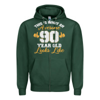 Sports Green 90th birthday novelty gift awesome 90 year old t shirt Zipper Hoodie - linhVisuals